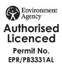 Enviroment Agency Authorised Licenced - Permit No. EPR/PB3331AL